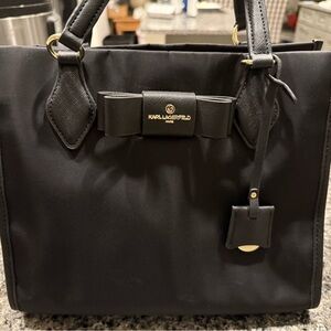 Black Tote with Gold Accents and Bows